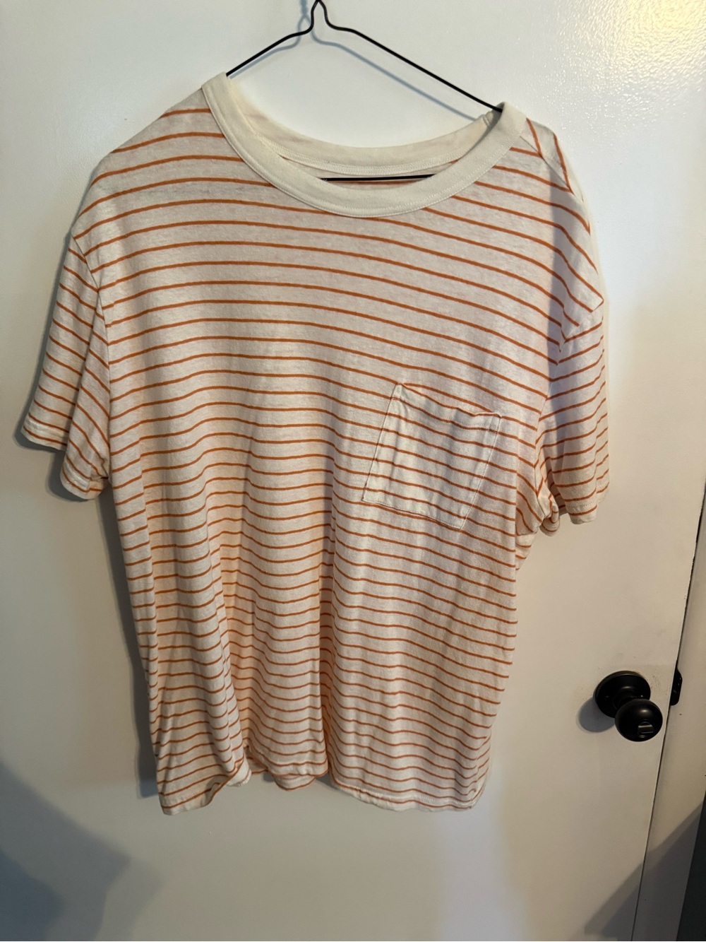 Goodfellow & Co Cream Tee with Orange Stripes